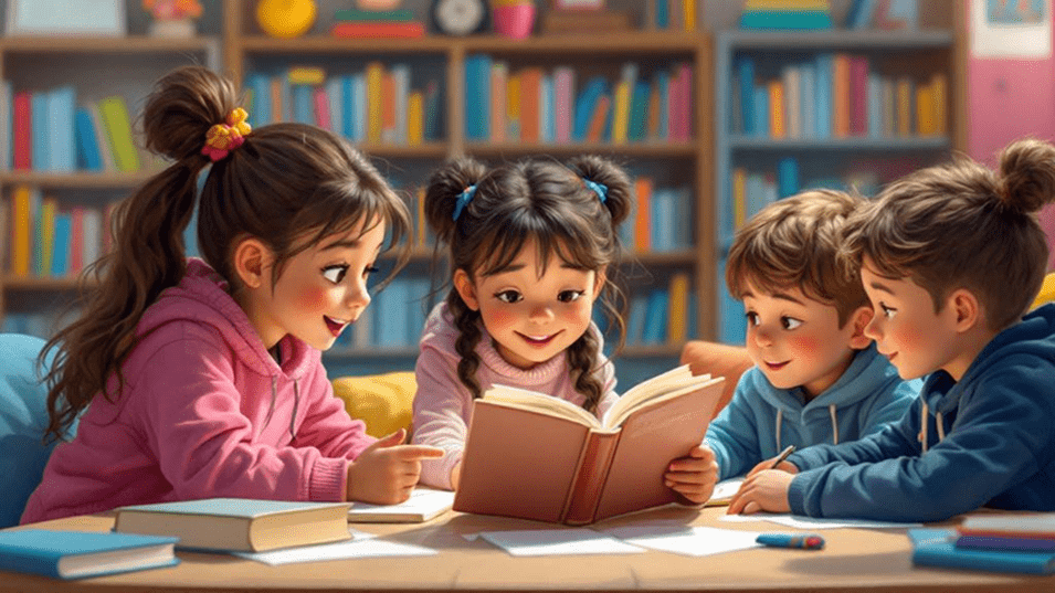 Дети читают книгу