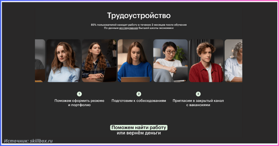Информация о трудоустройстве на сайте