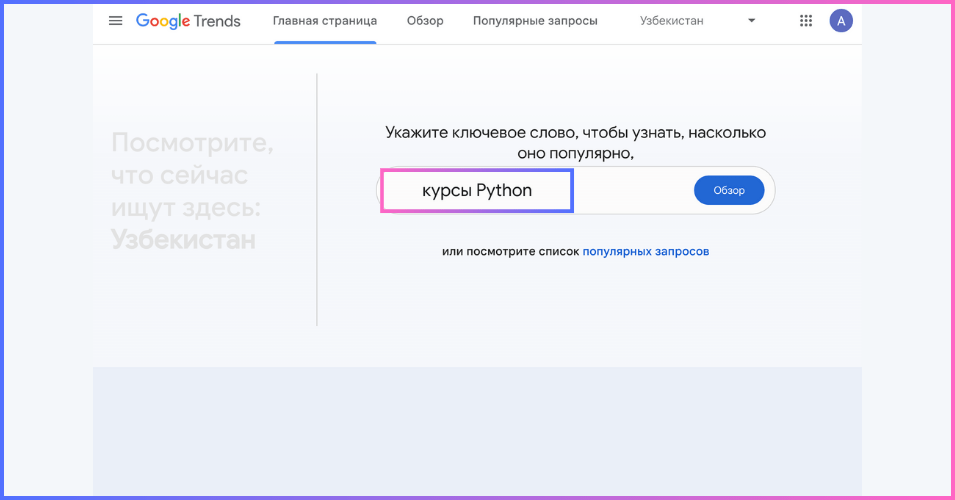 Ввод запроса курсы Python